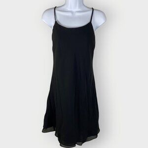Vtg Y2k 90s Rampage Slip Dress | 9 | Black Chiffon | USA Paper Tag Fairy Grunge